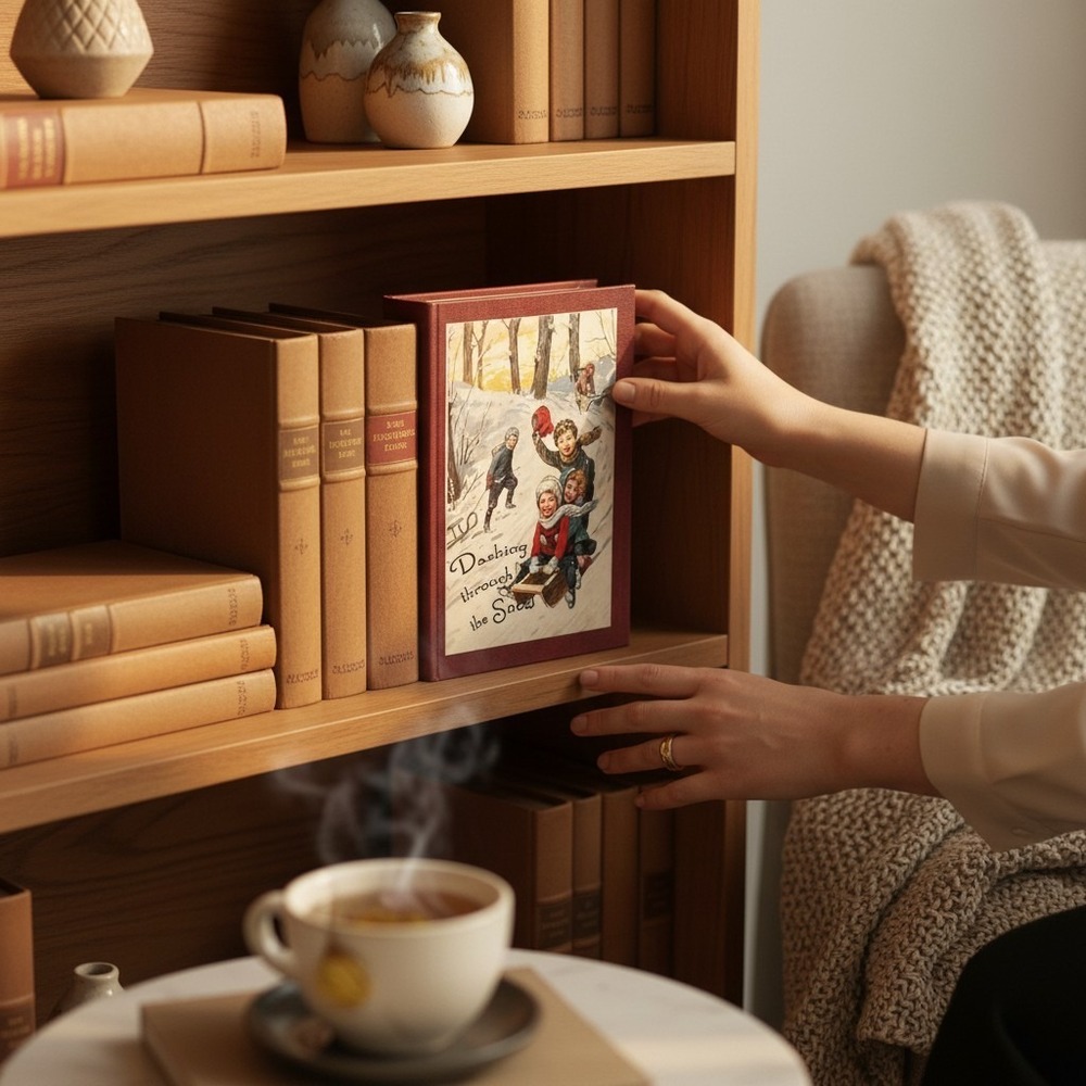 HomeGoods Decorative Book Box Red Excellent Dashing Through The Snow